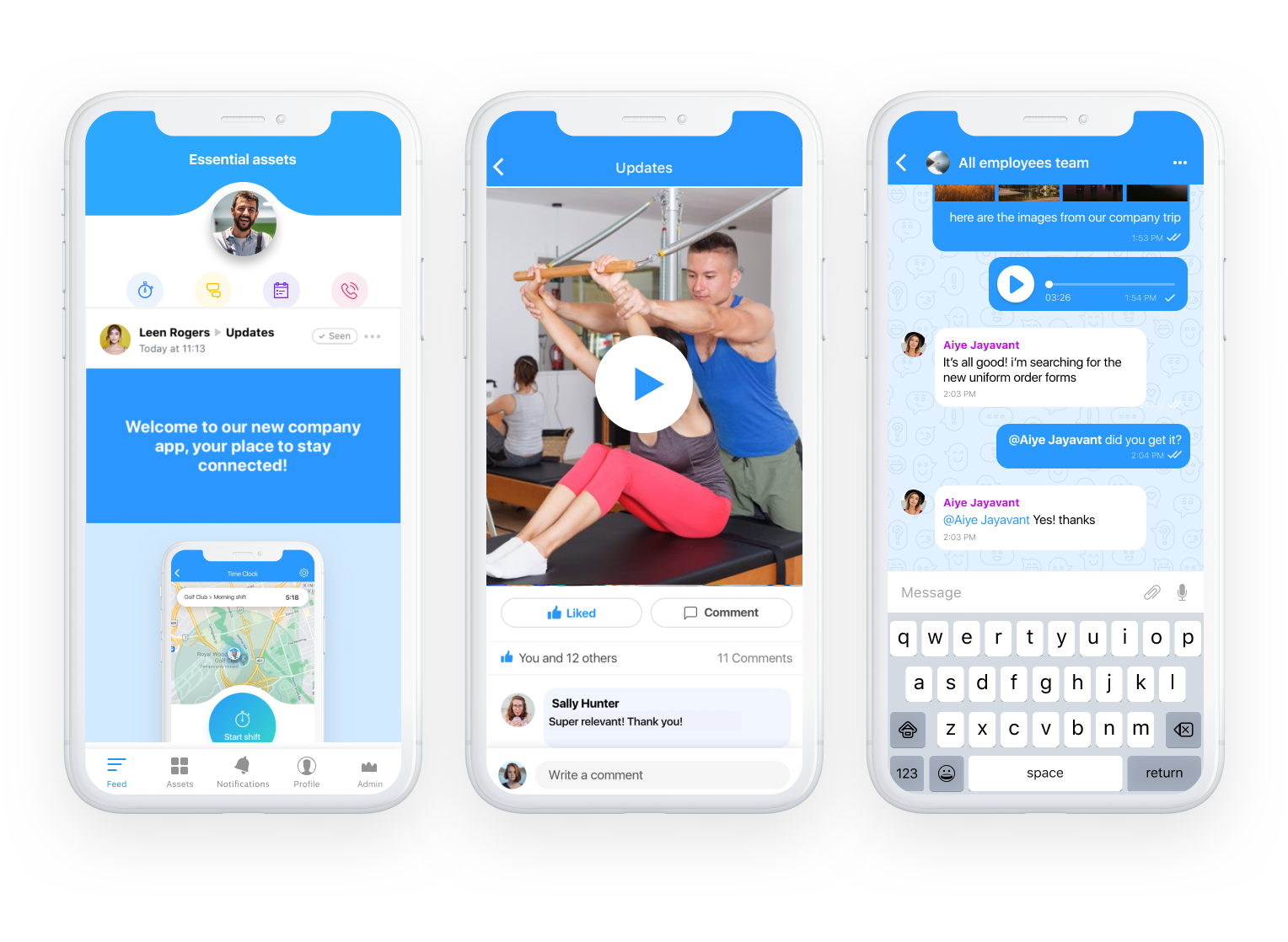 Fitness management -Work Announcements, Chat, and Updates