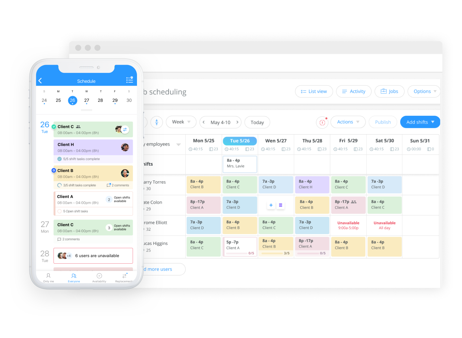 Scheduling app for staffing agency