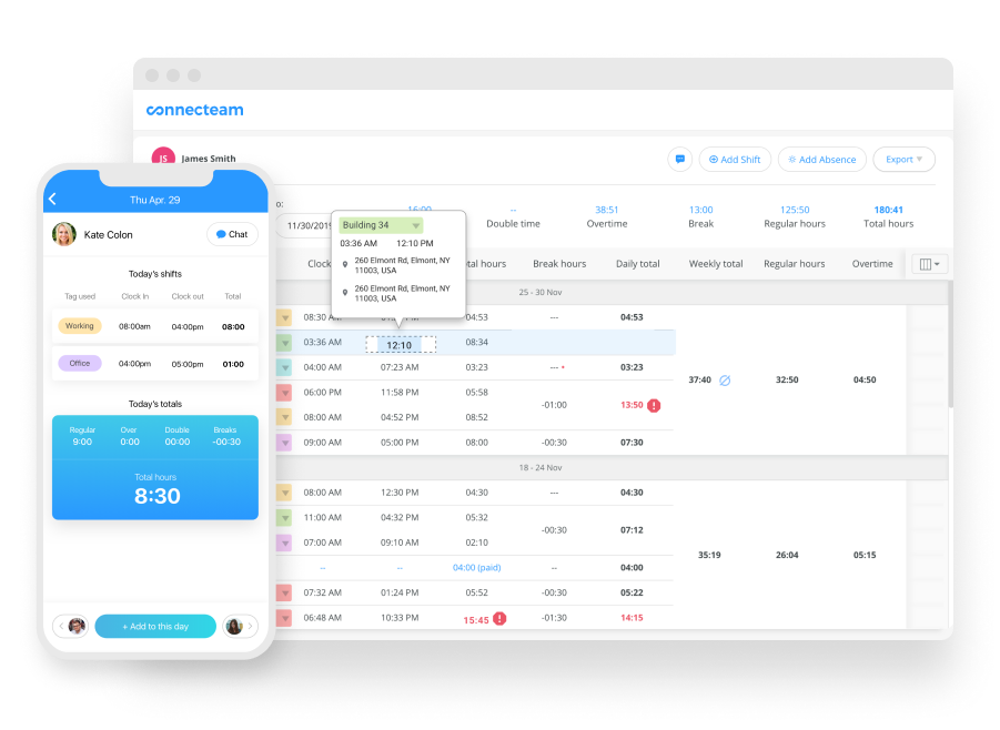 Accurate and detailed employee timesheets on the go
