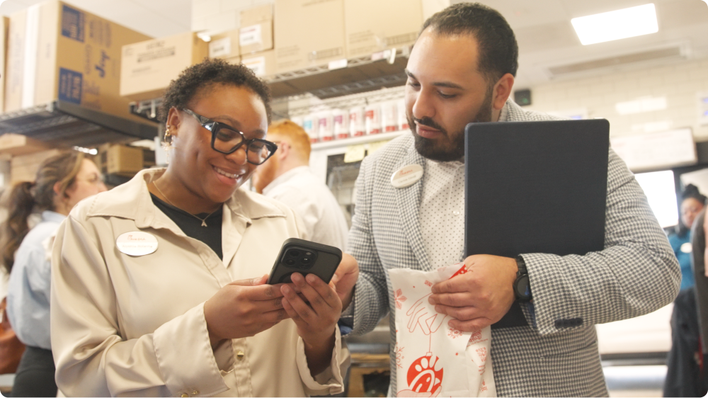 Chick Fil A employees using Connecteam